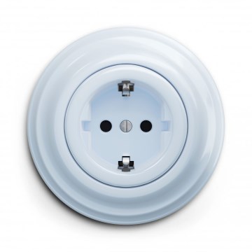 Kliklap - Prise domestique rétro avec plaque SCHUKO 230 V/16 A, bleue