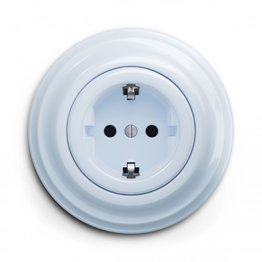 Kliklap - Prise domestique rétro avec plaque SCHUKO 230 V/16 A, bleue