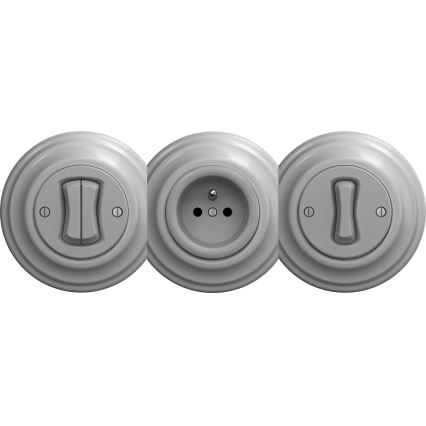 Kliklap - Prise domestique vintage sans cadre 230V gris