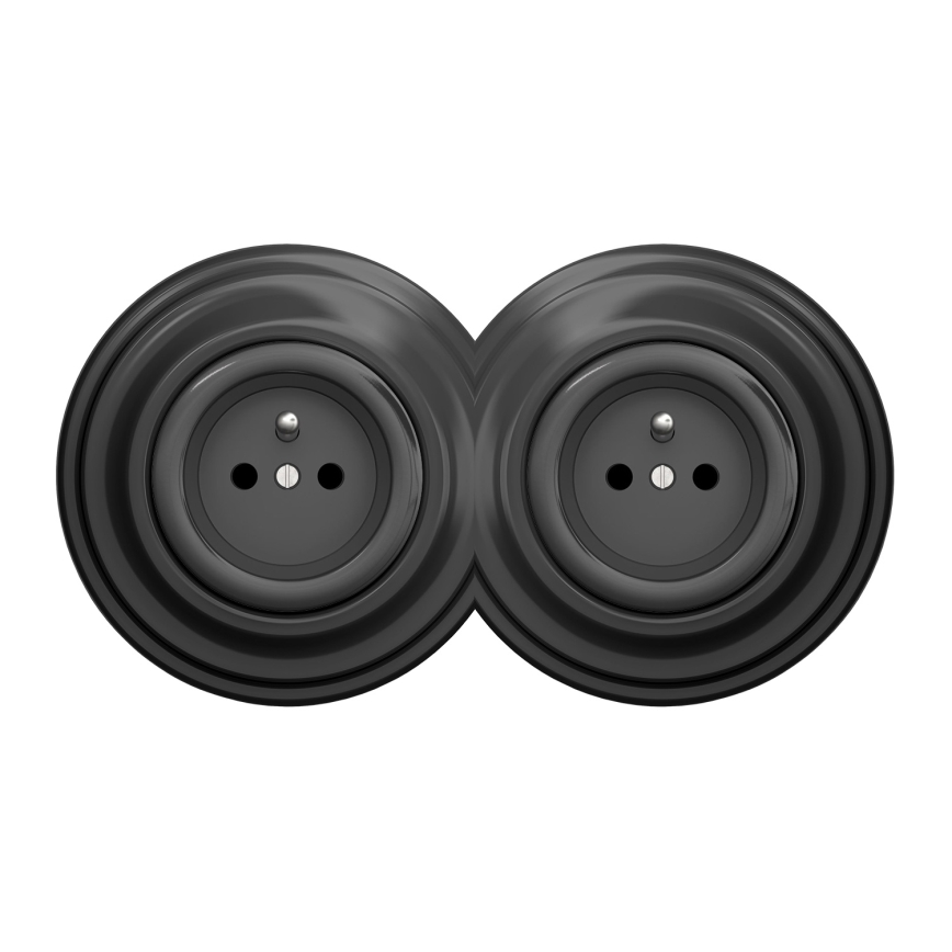 Kliklap - Prise double rétro avec cadre 230 V, finition anthracite