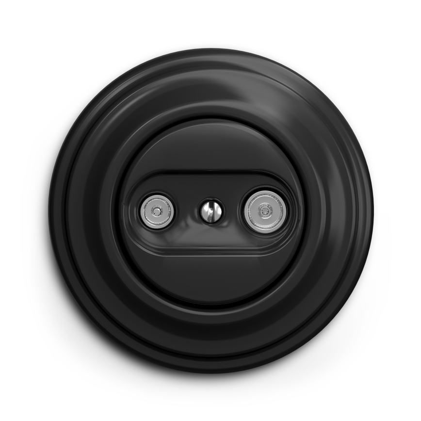 Kliklap - Prise murale coaxiale rétro TV+Radio (passante) avec cadre noir