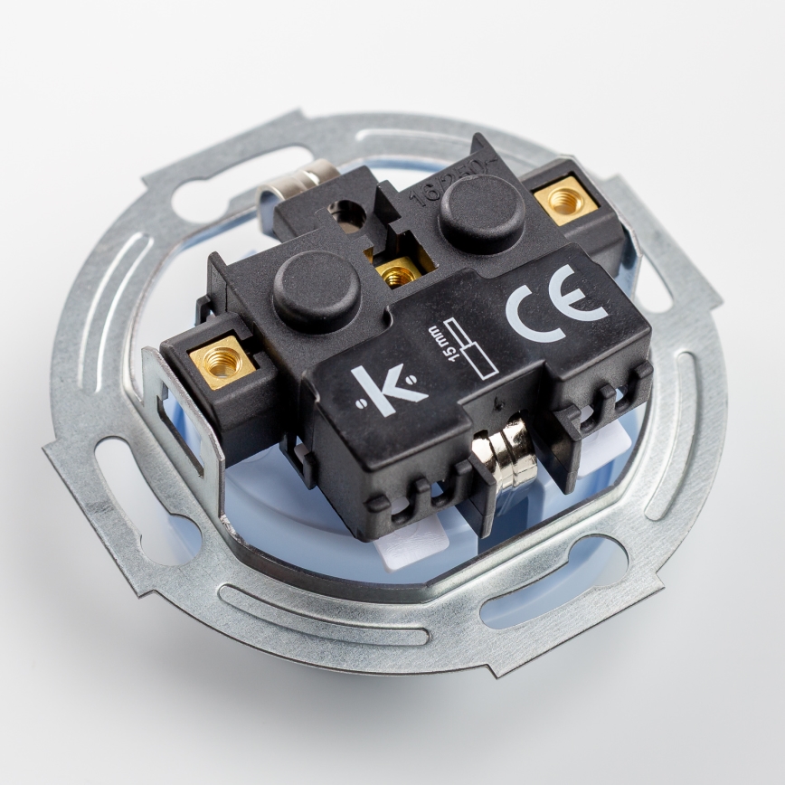 Kliklap - Prise murale double rétro avec cadre SCHUKO 230 V, bleue