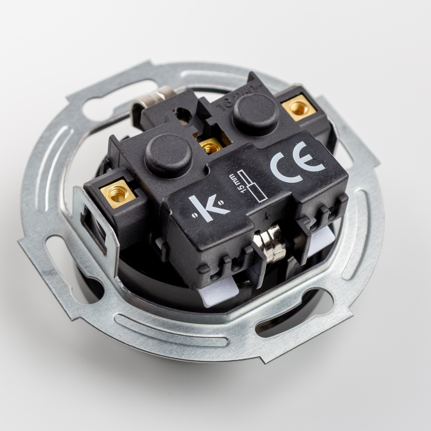 Kliklap - Prise murale double rétro avec cadre SCHUKO 230 V noire