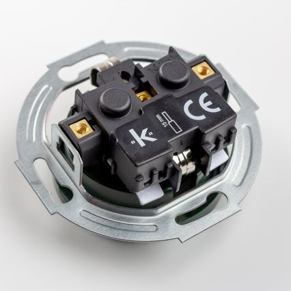 Kliklap - Prise murale double rétro avec cadre SCHUKO 230 V, verte