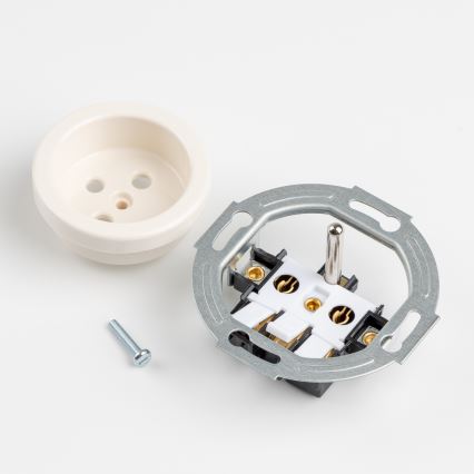 Kliklap - Prise murale rétro avec cadre, 230 V, beige