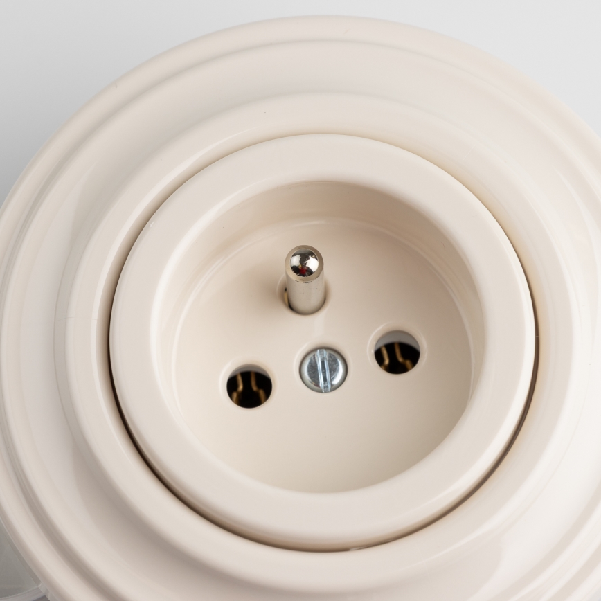 Kliklap - Prise murale rétro avec cadre, 230 V, beige