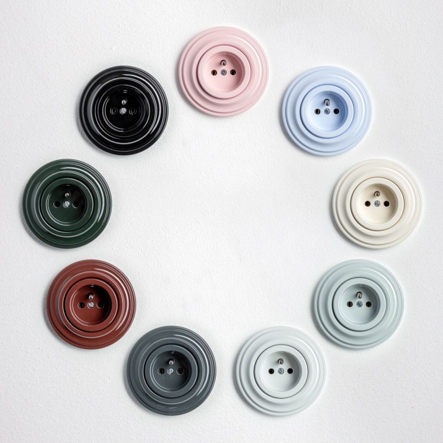 Kliklap - Prise murale rétro avec cadre, 230 V, beige