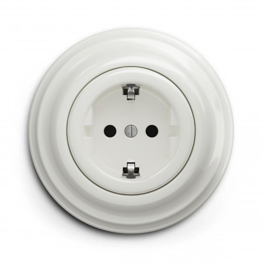 Kliklap - Prise murale rétro avec cadre SCHUKO 230 V/16 A blanche