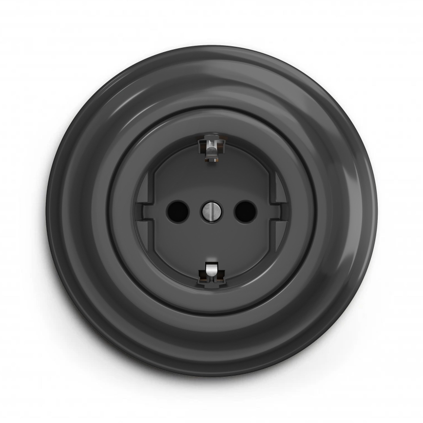 Kliklap - Prise murale rétro avec cadre SCHUKO 230V/16A, anthracite