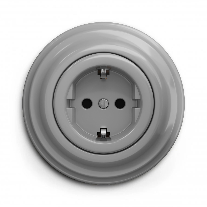 Kliklap - Prise murale rétro avec cadre SCHUKO 230V/16A, gris
