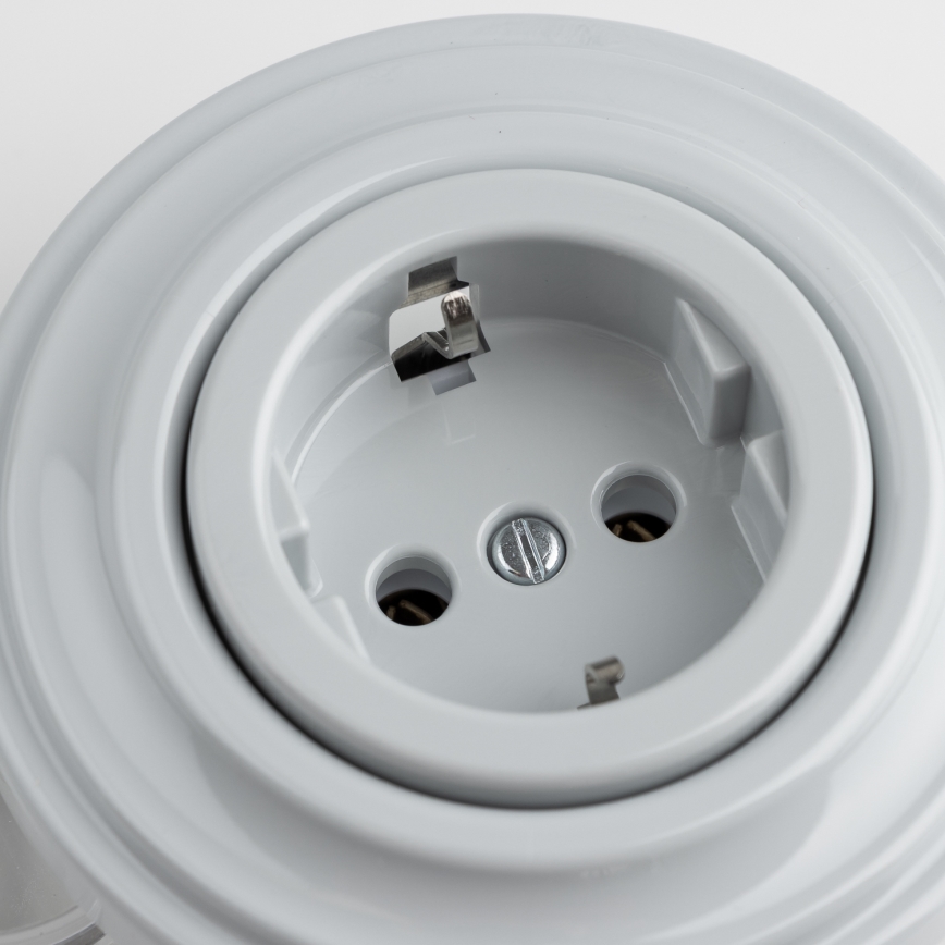 Kliklap - Prise murale rétro avec cadre SCHUKO 230V/16A, grise