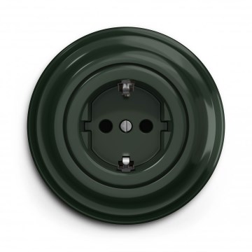 Kliklap - Prise murale rétro avec cadre SCHUKO 230V/16A, verte