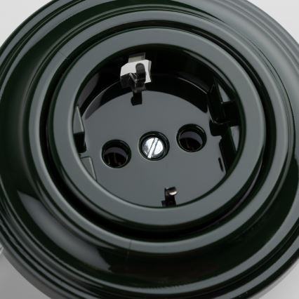 Kliklap - Prise murale rétro avec cadre SCHUKO 230V/16A, verte