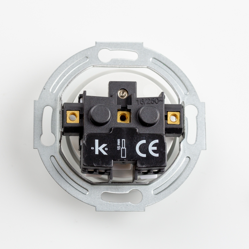 Kliklap - Prise murale rétro avec plaque, 230 V, finition blanc neige