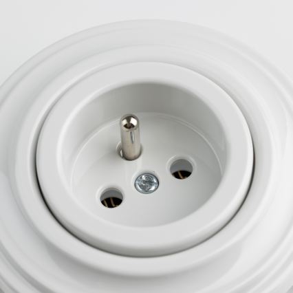 Kliklap - Prise murale rétro avec plaque, 230 V, finition blanc neige