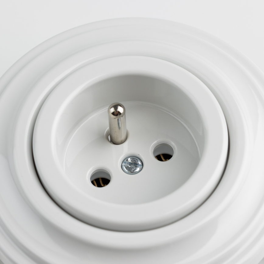 Kliklap - Prise murale rétro avec plaque, 230 V, finition blanc neige