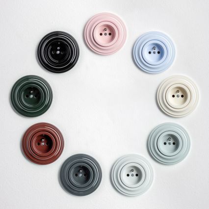 Kliklap - Prise murale rétro avec plaque, 230 V, finition blanc neige