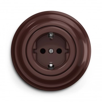 Kliklap - Prise murale rétro avec plaque SCHUKO 230V/16A brune