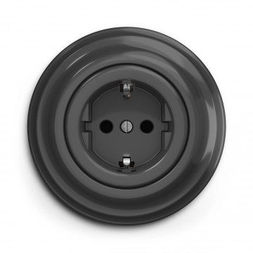 Kliklap - Prise murale rétro pour usage domestique avec cadre SCHUKO 230V/16A, anthracite
