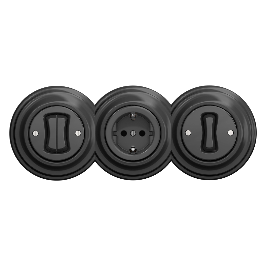 Kliklap - Prise murale rétro sans cadre SCHUKO 230V/16A anthracite