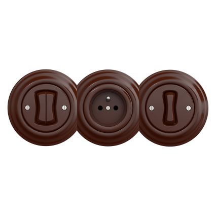 Kliklap - Prise murale rétro sans cadre SCHUKO 230V/16A, marron