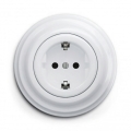 Kliklap - Prise murale rétro SCHUKO 230V/16A avec enjoliveur blanc neige