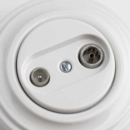 Kliklap - Prise murale terminale TV+R au design rétro avec cadre en céramique blanche