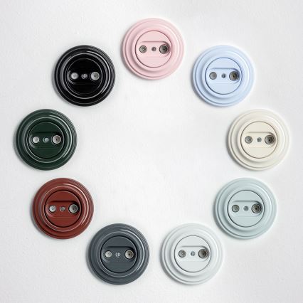 Kliklap - Prise murale terminale TV+R au design rétro avec cadre en céramique blanche