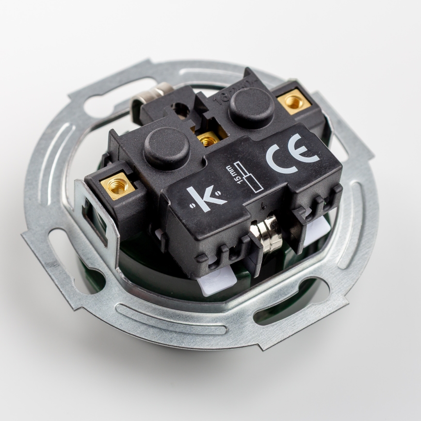 Kliklap - Prise murale triple rétro avec cadre SCHUKO 230 V, verte