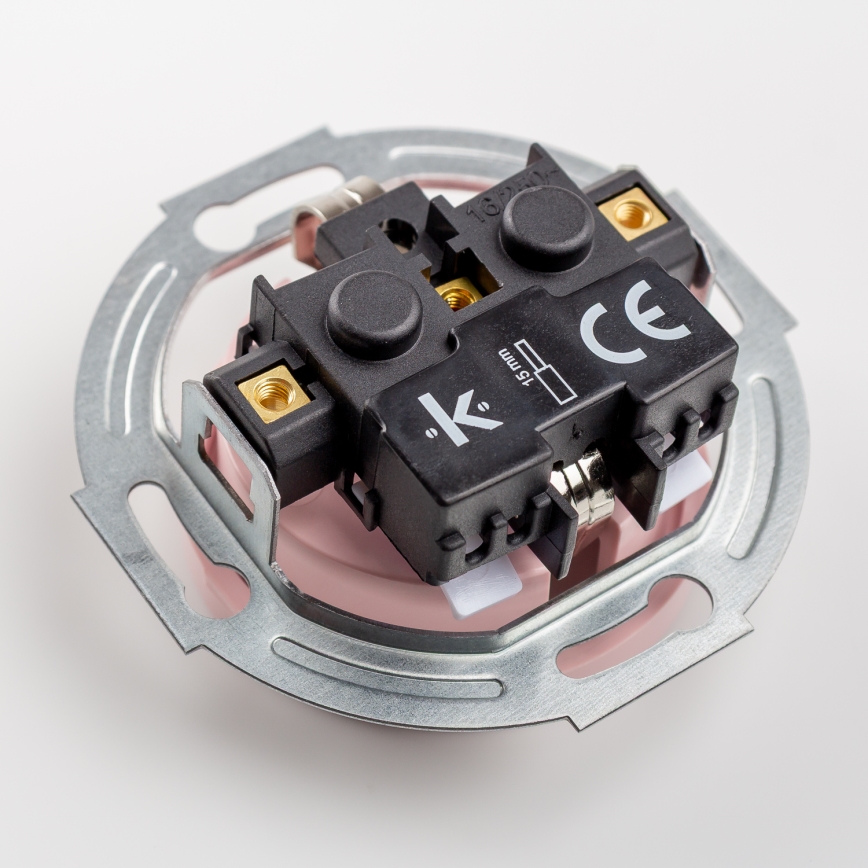 Kliklap - Prise murale triple rétro avec cadre SCHUKO 230V, vieux-rose