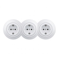 Kliklap - Prise murale triple rétro domestique avec cadre SCHUKO 230V blanc neige