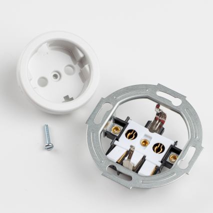 Kliklap - Prise murale triple rétro domestique avec cadre SCHUKO 230V blanc neige