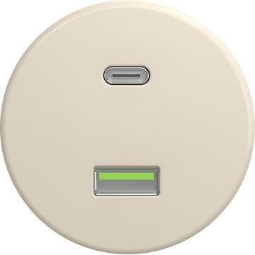 Kliklap - Prise murale USB rétro A+C sans cadre beige