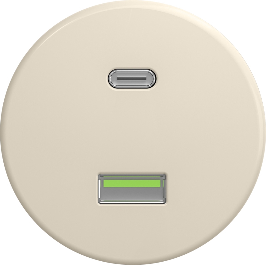 Kliklap - Prise murale USB rétro A+C sans cadre beige