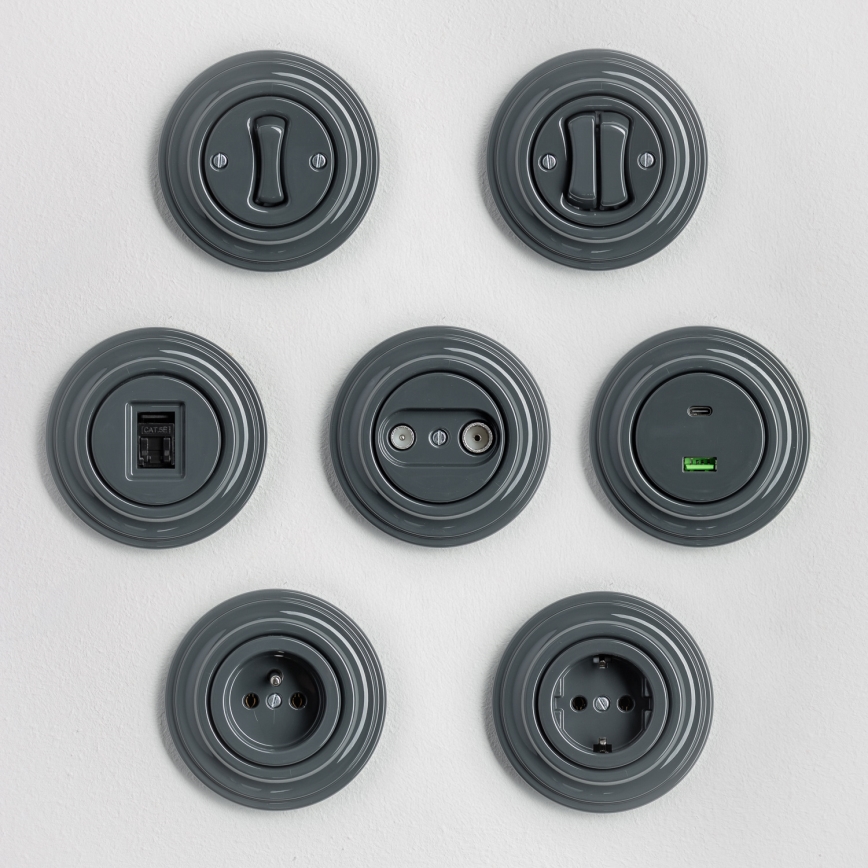 Kliklap - Prise réseau rétro avec cadre anthracite