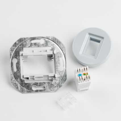 Kliklap - Prise réseau rétro avec cadre, grise