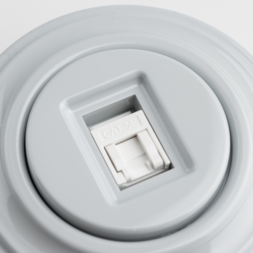 Kliklap - Prise réseau rétro avec cadre, grise