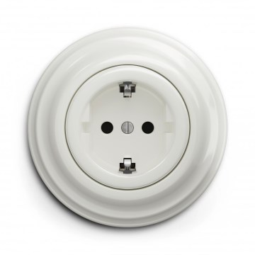 Kliklap - Prise rétro domestique avec cadre SCHUKO 230 V/16 A blanche