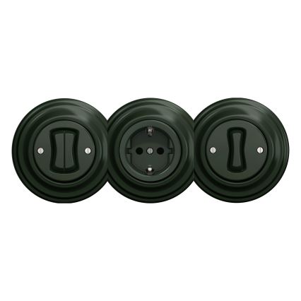 Kliklap - Prise rétro domestique sans cadre SCHUKO 230V/16A verte