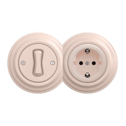 Kliklap - Prise rétro murale sans cadre SCHUKO 230 V/16 A vieux rose