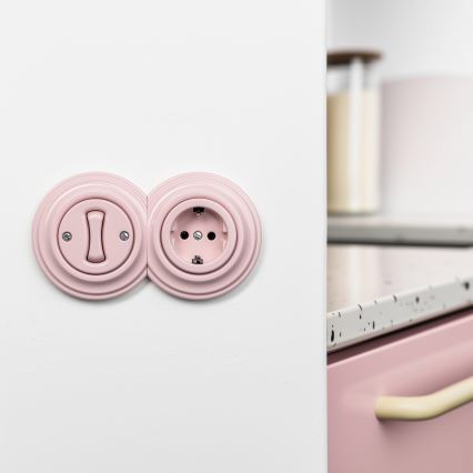 Kliklap - Prise rétro murale sans cadre SCHUKO 230 V/16 A vieux rose