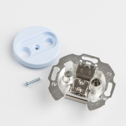 Kliklap - Prise rétro TV+FM (passante) avec cadre, bleue