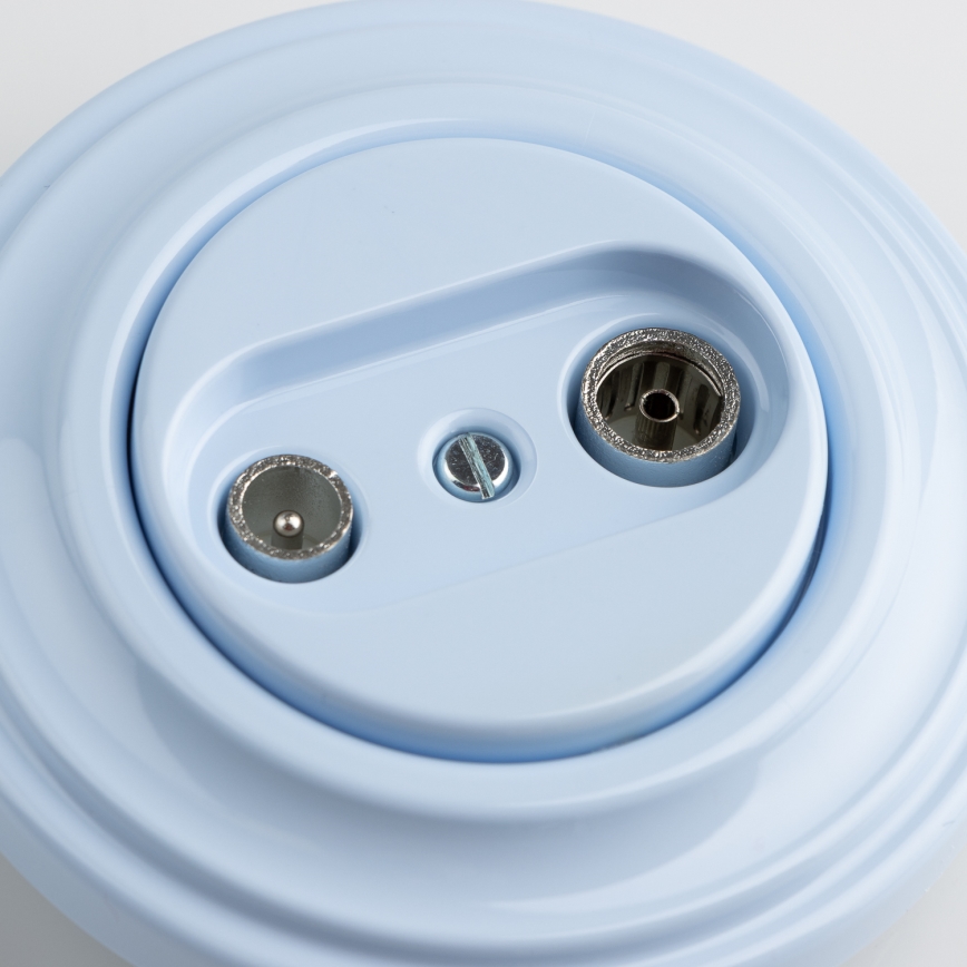 Kliklap - Prise rétro TV+FM (passante) avec cadre, bleue