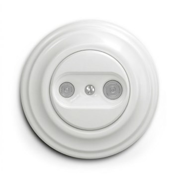 Kliklap - Prise rétro TV+Radio (passante) avec cadre blanc neige