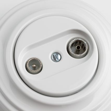 Kliklap - Prise rétro TV+Radio (passante) avec cadre blanc neige