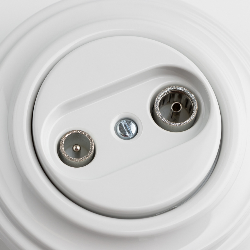 Kliklap - Prise rétro TV+Radio (passante) avec cadre blanc neige