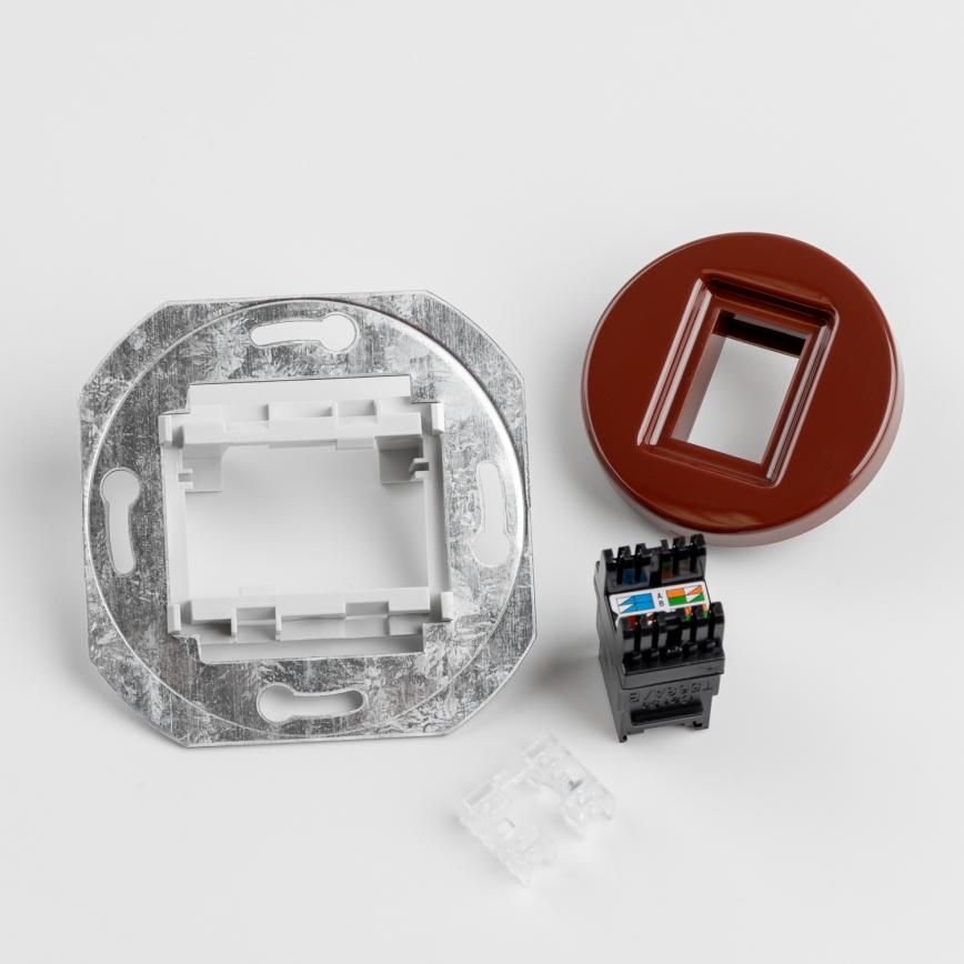 Kliklap - prise RJ45 rétro avec cadre marron