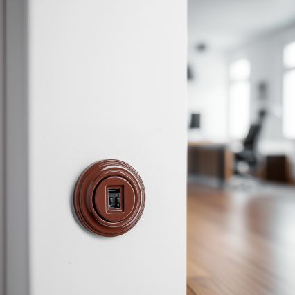 Kliklap - prise RJ45 rétro avec cadre marron