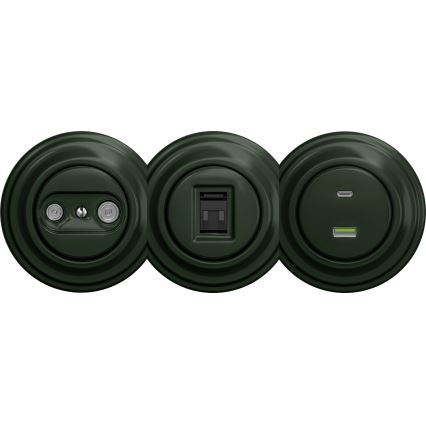 Kliklap - Prise RJ45 vintage sans cadre vert