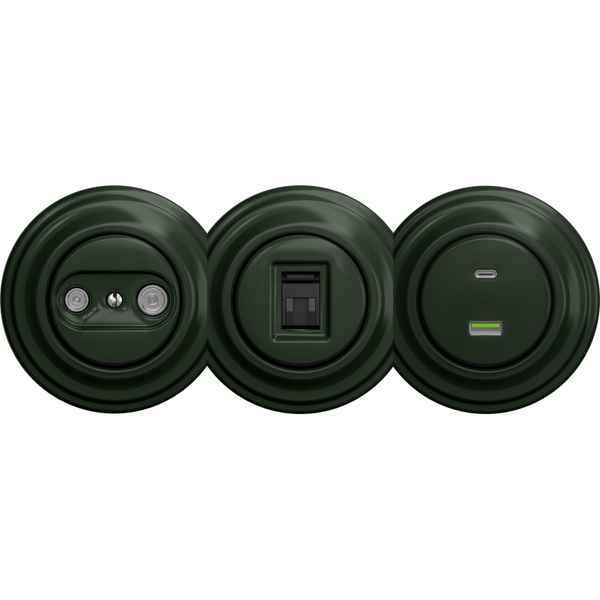 Kliklap - Prise RJ45 vintage sans cadre vert